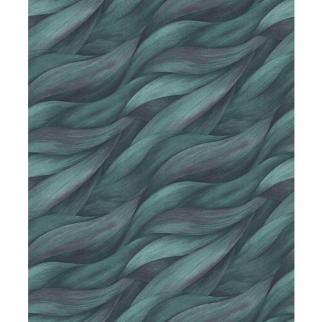 Akvarell színátmenetes levél - dinamikus hullámmotívum petrol és lila tónusok tapéta