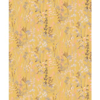   Buja vadvirágos rét - füvek ágak levelek sárga bézs sárgabarack tapéta