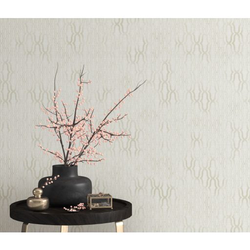 Misztikus keleti design színátmenetekkel és fémes csillogással fehér szürke tapéta