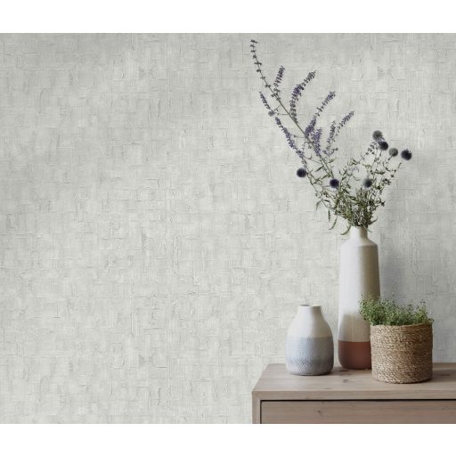 Finom fényű és struktúrájú autentikus vakolatminta szürke árnyalatok fémes hatás tapéta