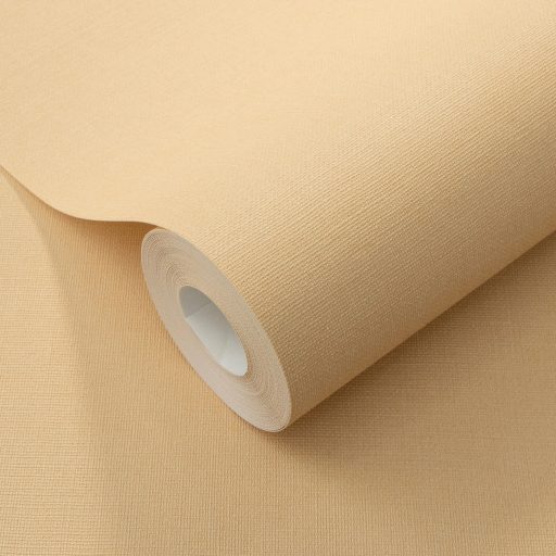 Letisztult és elegáns textilhatású egyszínű minta vanília/halvány narancs tónus tapéta