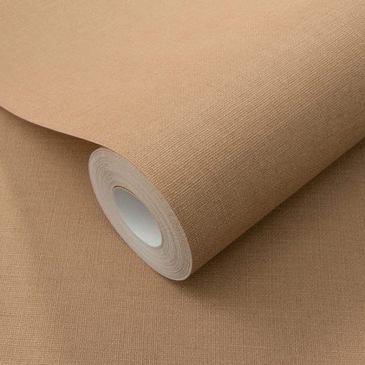 Letisztult és elegáns textilhatású egyszínű minta karamellbarna/capuccino tónus tapéta