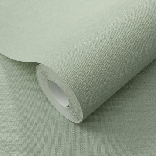 Letisztult és elegáns textilhatású egyszínű minta hűvös mentazöld/világoszöld tónus tapéta