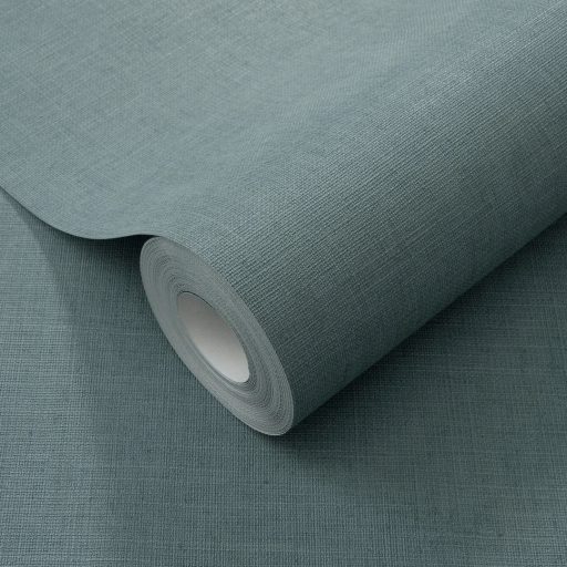 Letisztult és elegáns textilhatású egyszínű minta füstkék/petróleumkék tónus tapéta