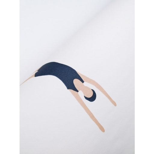 Úszó és műugró motívum retro fürdődresszek fehér éjkék barna tapéta