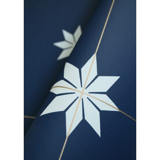 Retro stílusú dekoratív csempemotívum éjkék fehér fémes arany tapéta