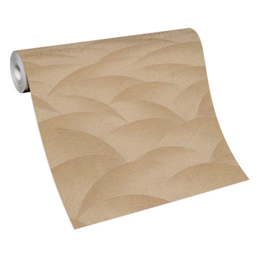 Dinamikus grafikus hullámminta - akár csillogó/szikrázó tenger vagy hegyvonulat aranybarna és arany tónus fémes csillogó hatás tapéta