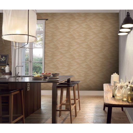 Dinamikus grafikus hullámminta - akár csillogó/szikrázó tenger vagy hegyvonulat aranybarna és arany tónus fémes csillogó hatás tapéta