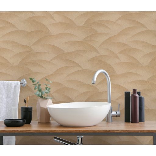 Dinamikus grafikus hullámminta - akár csillogó/szikrázó tenger vagy hegyvonulat aranybarna és arany tónus fémes csillogó hatás tapéta