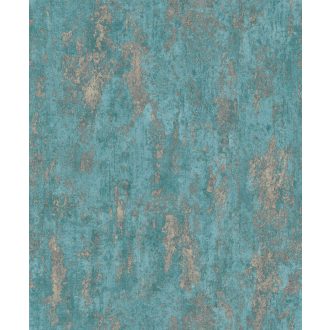   Kopott betonfal kifinomult megjelenítése elegáns fémes csillogás türkiz petrol és bézs tónusok tapéta