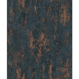   Kopott betonfal kifinomult megjelenítése elegáns fémes csillogás sötétkék és rézszín tónusok tapéta