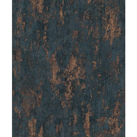 Kopott betonfal kifinomult megjelenítése elegáns fémes csillogás sötétkék és rézszín tónusok tapéta