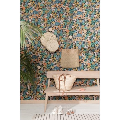 Gyönyörű tengeri növényvilág a tengerfenéken antracit zöld narancs türkiz és rózsaszín tónus tapéta