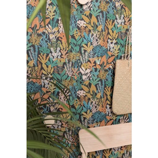 Gyönyörű tengeri növényvilág a tengerfenéken antracit zöld narancs türkiz és rózsaszín tónus tapéta