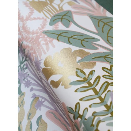 Gyönyörű tengeri növényvilág a tengerfenéken fehér zöld rózsaszín lila és arany tónus fémes hatás tapéta