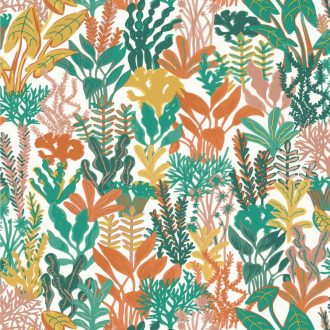   Gyönyörű tengeri növényvilág a tengerfenéken fehér zöld szines és arany tónus fémes hatás tapéta