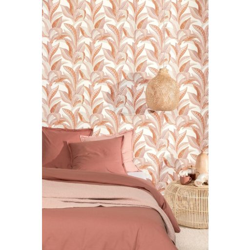 WOOW! Víz alatti impozáns levelek XXL megjeleítésben fehér bézs és korallszín tónus fémes arany pöttyök a leveleken tapéta