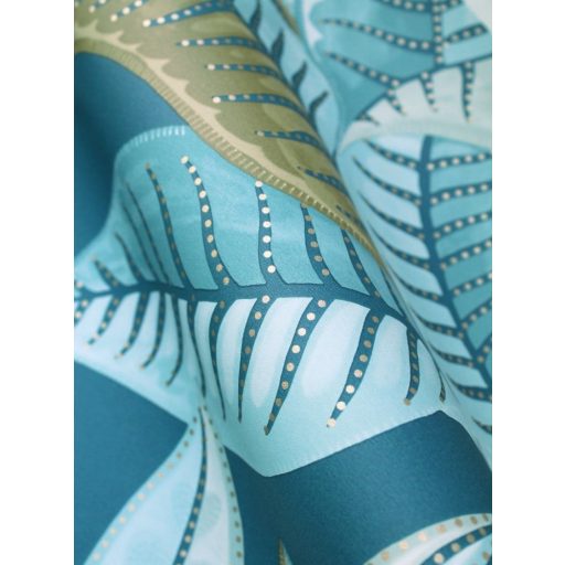 WOOW! Víz alatti impozáns levelek XXL megjeleítésben éjkék vízkék és zöld tónus fémes arany pöttyök a leveleken tapéta