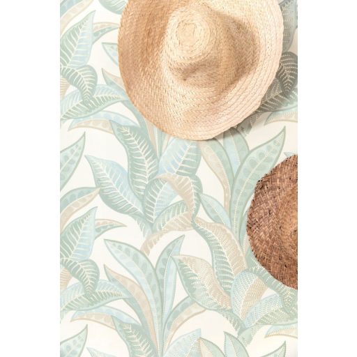 WOOW! Víz alatti impozáns levelek XXL megjeleítésben fehér víz/menta/zöld bézs tónus fémes arany pöttyök a leveleken tapéta