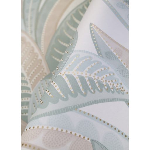 WOOW! Víz alatti impozáns levelek XXL megjeleítésben fehér víz/menta/zöld bézs tónus fémes arany pöttyök a leveleken tapéta