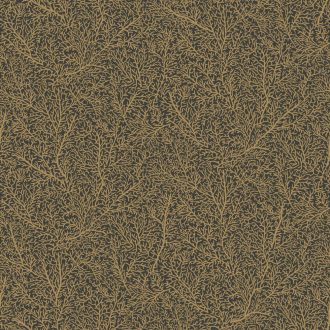   Finom korall mintázat - modern elegáns és meglepő dekor fekete és arany tónus fémes hatás tapéta