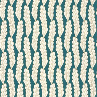   Kifinomult tengeri szépség - Apró algákból álló aranyozott minta türkizkék krémfehér és arany tónus fémes hatás tapéta