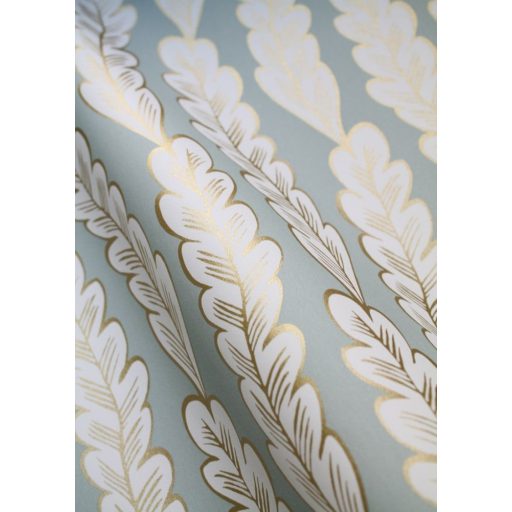 Kifinomult tengeri szépség - Apró algákból álló aranyozott minta vízzöld krémfehér és arany tónus fémes hatás tapéta