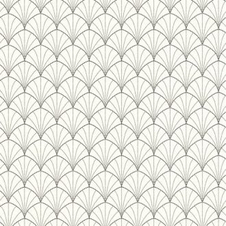   Rajongóknak! Az Art Deco klasszikusa - pontokkal kialakított legyezőmotívum fehér és fekete tónus tapéta