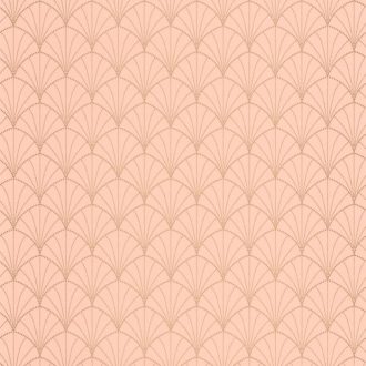   Rajongóknak! Az Art Deco klasszikusa - pontokkal kialakított legyezőmotívum rózsaszín és arany tónus finom fémes fény tapéta