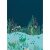Csillagos égbolt alatti vízparti panoráma éjkék zöld kék korallszín tónus falpanel