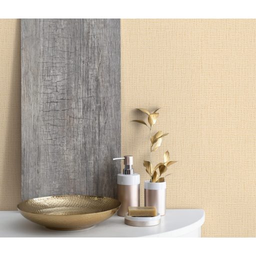 Textilhatású strukturált csillogó minta bézs/sárgásbézs tónus fémes hatás tapéta