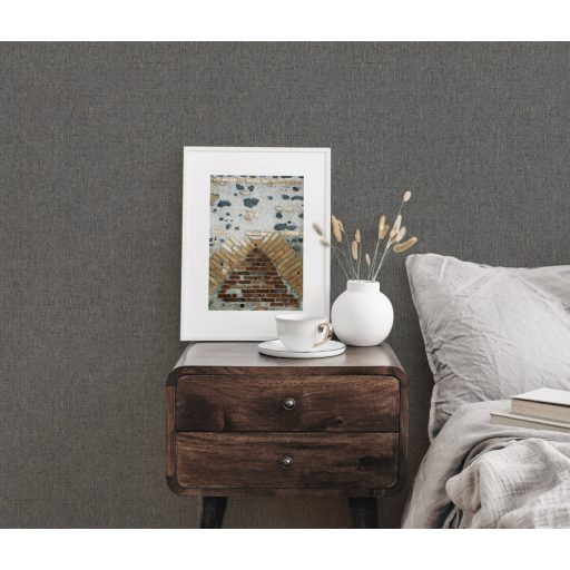 Textilhatású strukturált csillogó minta sötétszürke/antracit és bézs/bézsarany tónus fémes hatás tapéta