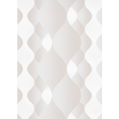 Változó méretű grafikai elemek dekoratív texturált hullámmintája fehér bézs és barna tónus fémes hatás tapéta