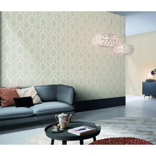 Klasszikus damaszt hatású barokk díszítőminta krém és bézs tónus tapéta