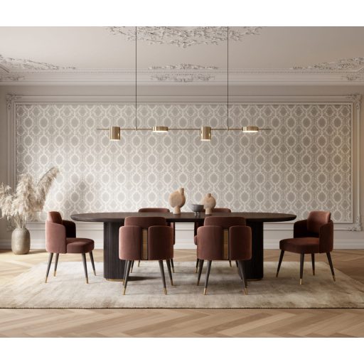 Klasszikus damaszt hatású barokk díszítőminta bézs és szürke tónus tapéta