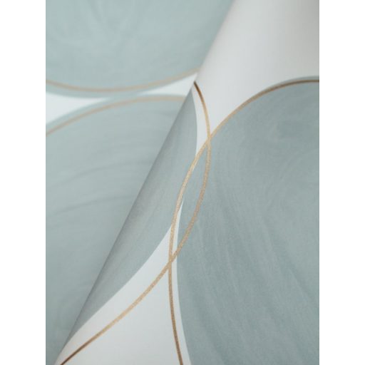 Stílusos nagyívű "kézzel festett" körminta füstszín menta arany fémes hatás tapéta