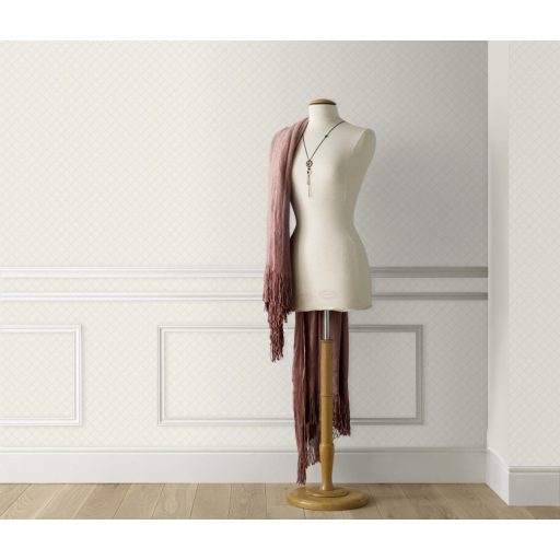 Damaszt hatású klasszikus káróminta krém és bézs tónus tapéta