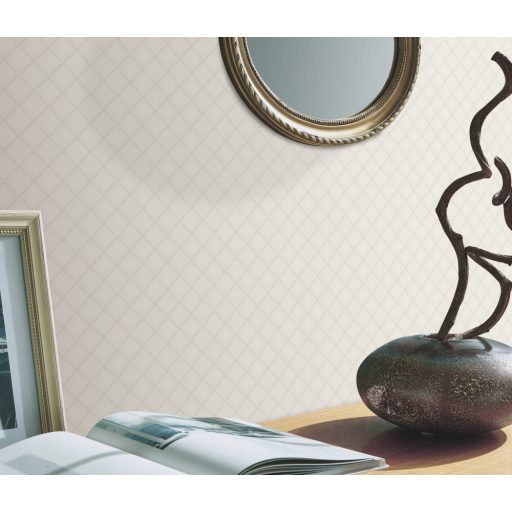 Damaszt hatású klasszikus káróminta krém és bézs tónus tapéta