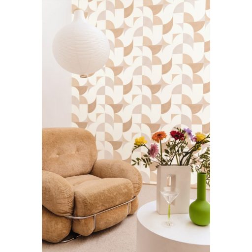 Lekerekített sarkok "kézzel festett" grafikus retrominta fehér bézs szürke tapéta