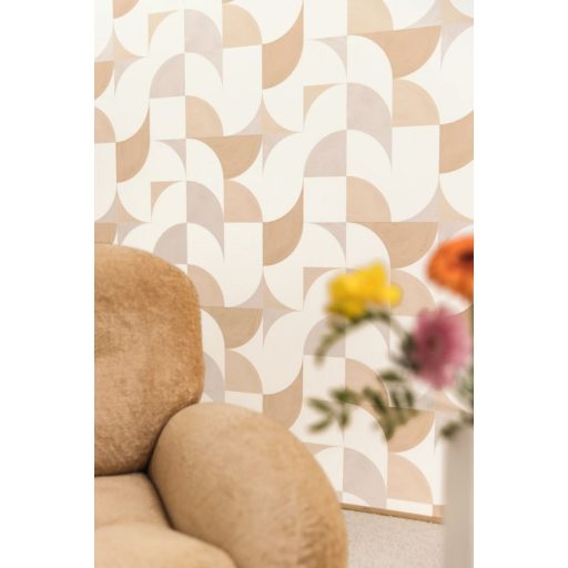 Lekerekített sarkok "kézzel festett" grafikus retrominta fehér bézs szürke tapéta