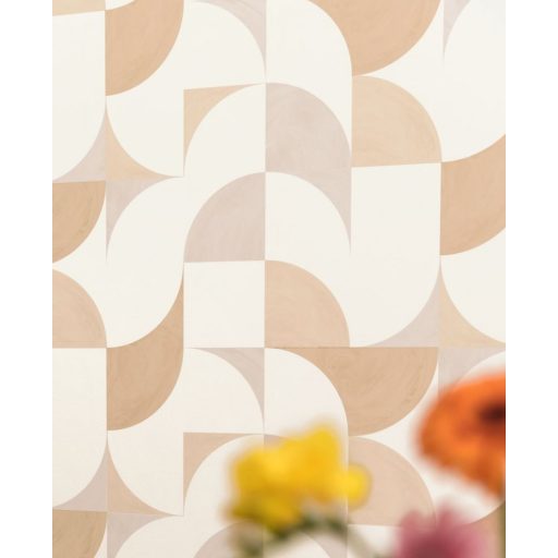 Lekerekített sarkok "kézzel festett" grafikus retrominta fehér bézs szürke tapéta