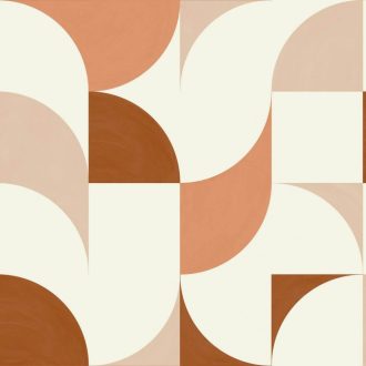   Lekerekített sarkok "kézzel festett" grafikus retrominta fehér bézs narancs terrakotta tapéta