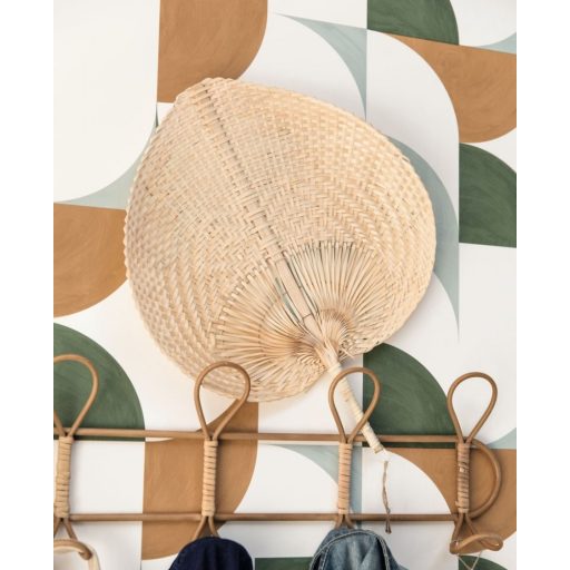 Lekerekített sarkok "kézzel festett" grafikus retrominta fehér menta és khakizöld teveszőrbarna tapéta