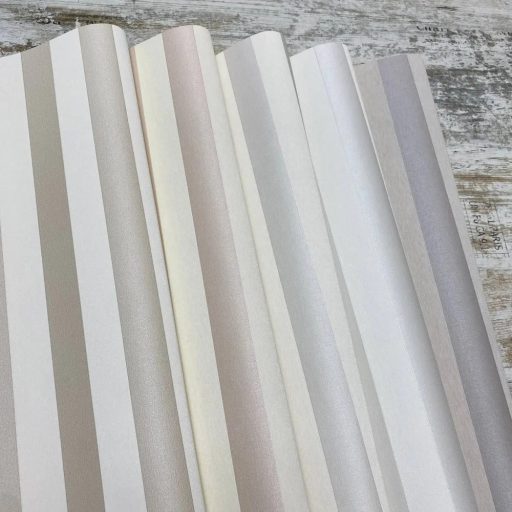 Damaszt hatású klasszikus francia csíkos minta krém és bézs tónus tapéta