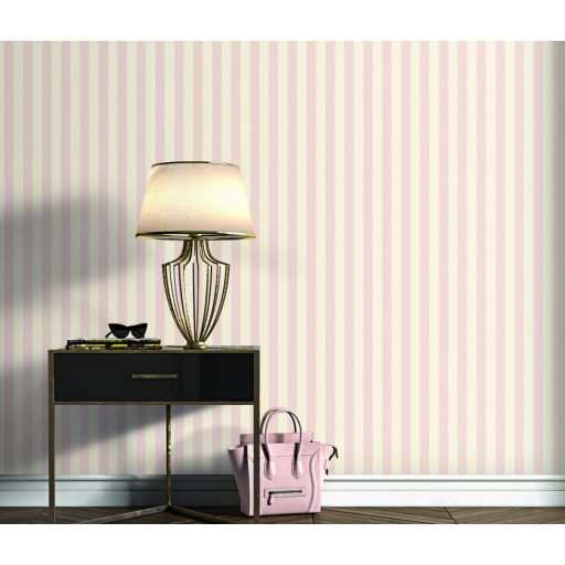 Damaszt hatású klasszikus francia csíkos minta bézs és rózsaszín tónus tapéta
