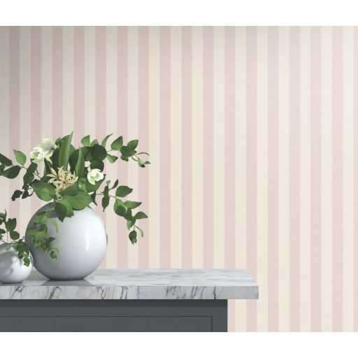 Damaszt hatású klasszikus francia csíkos minta bézs és rózsaszín tónus tapéta