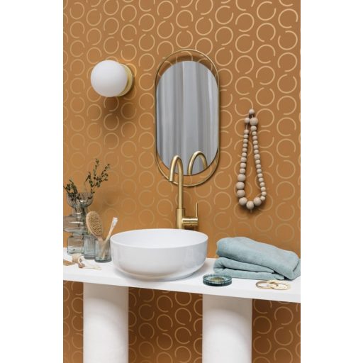 A deco töltődik a körök sokasodnak egyszerűségében nagyszerű nyitott körminta teveszőrbarna arany fémes hatás tapéta