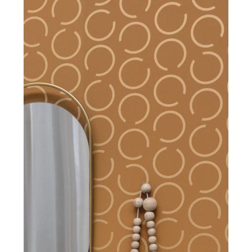 A deco töltődik a körök sokasodnak egyszerűségében nagyszerű nyitott körminta teveszőrbarna arany fémes hatás tapéta