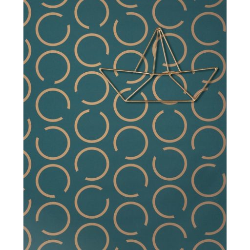 A deco töltődik a körök sokasodnak egyszerűségében nagyszerű nyitott körminta petrol arany fémes hatás tapéta