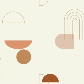   Absztrakt - a kör minden formája - görbék ívek mintája fehér terrakotta teveszőrbarna arany fémes hatás tspéts